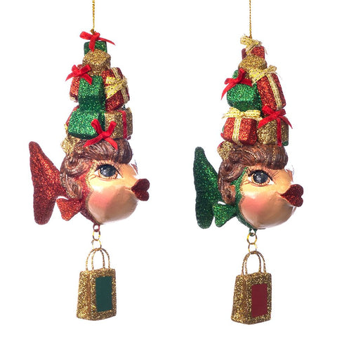 GOODWILL Christmas decoration for tree Glitter fish in resin 2 variants (1pc)