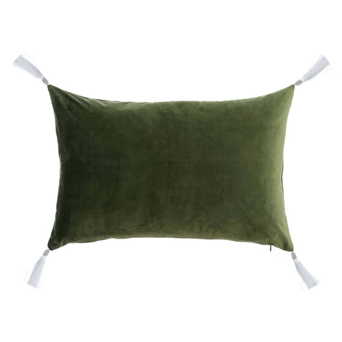 Blanc Mariclò Cuscino arredo effetto velluto verde con nappe "Morbido Sonno"