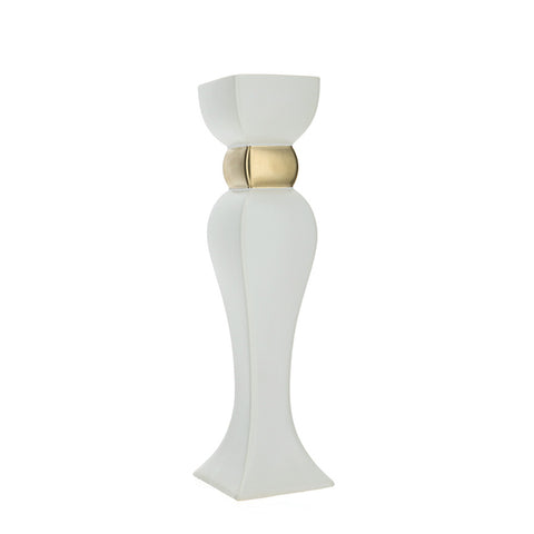 HERVIT Candelabra Candle holder in white stoneware and gold matt effect h 32 cm