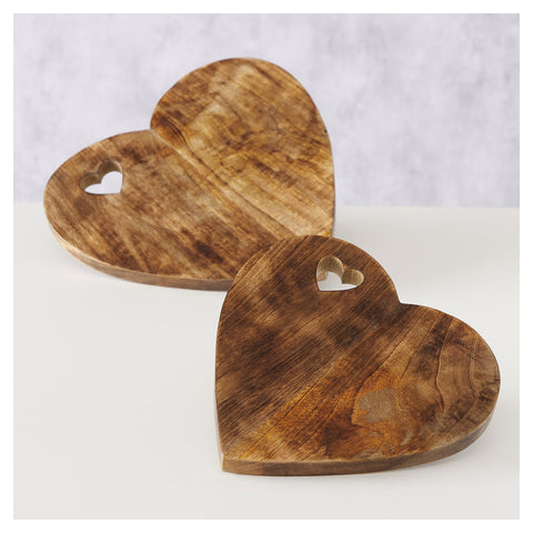 Boltze Heart-shaped kitchen board made of natural mango wood "Algund" Country Style - Scandinavian 2 variants