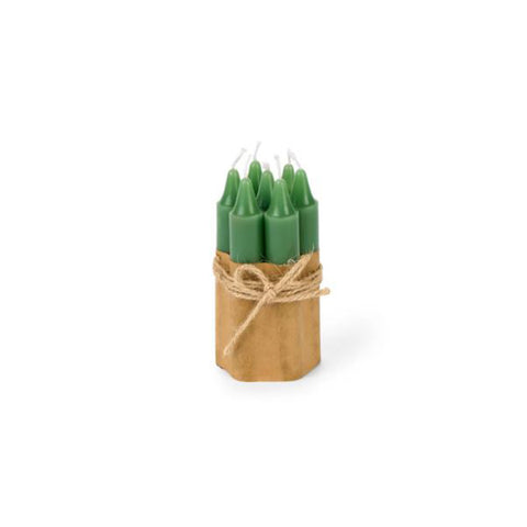 FABRIC CLOUDS Set 5 candles in pine green stem bouquet package Ø2xh11,5cm