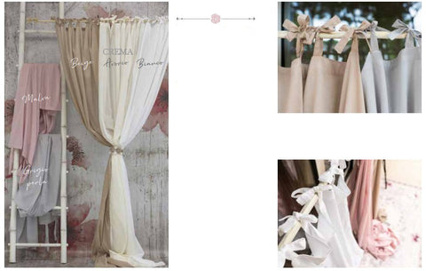 L'ATELIER 17 Cotton opaque bedroom or kitchen window curtain, Nuage Collection, Shabby Chic 5 variants 140x290 cm