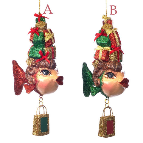 GOODWILL Christmas decoration for tree Glitter fish in resin 2 variants (1pc)