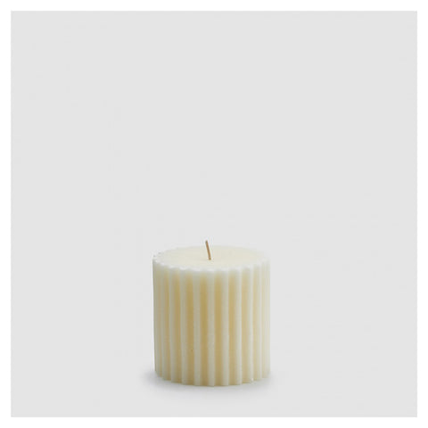 EDG Rustic decorative striped candle ivory vanilla scent H10 Ø10 cm