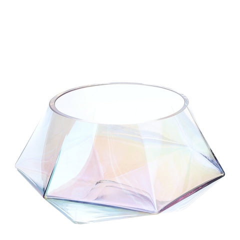 HERVIT Centerpiece bowl with GALAXY iridescent effect in glass 18x9 cm