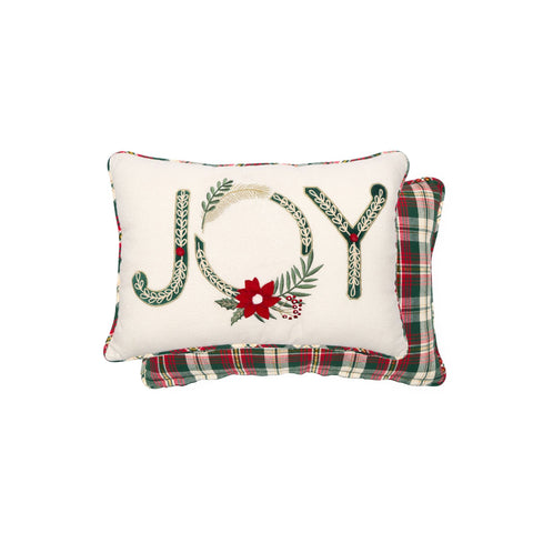 NUVOLE DI STOFFA Cuscino arredo natalizio rettangolare con scritta JOY 35x50 cm