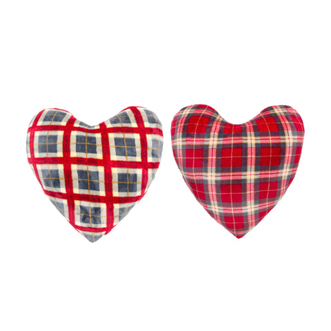 NUVOLE DI STOFFA Cuscino cuore natalizio pail 2 varianti scozzese rosso 40x40 cm