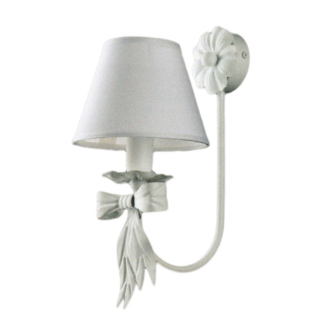 BRULAMP Applique con fiocco lampada a parete con paralume metallo bianco 16x35cm
