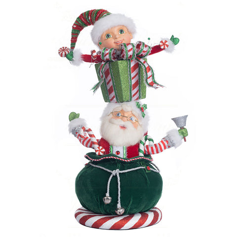 GOODWILL Figurine en résine Père Noël et Elfe de Noël