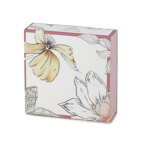 HERVIT Pink cardboard box for sugared almonds with flowers 10x10x3 cm 28015