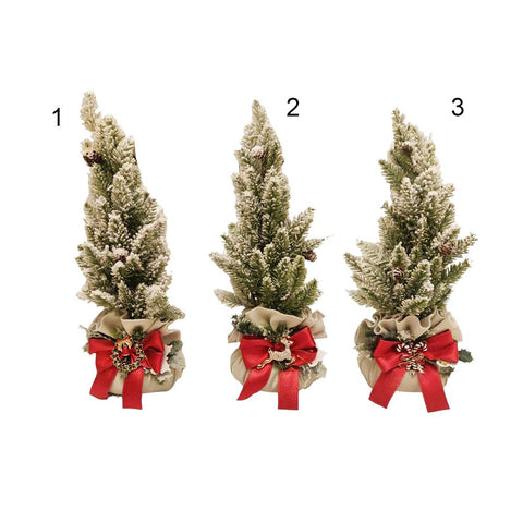 FIORI DI LENA Sacchetto con decoro natalizio alberello con spilla in velluto 3 varianti Ø12 H30 cm