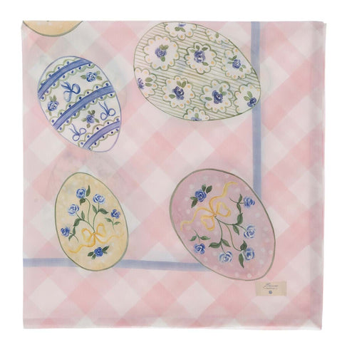 Foulard oeuf de Pâques Blanc Mariclò en coton "Pretty Easter" 85×85 cm