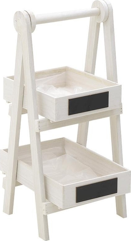 INART Shelf Ladder Planter in wood with 2 white shelves 34x40x68 cm
