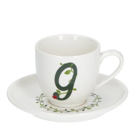 LA PORCELLANA BIANCA Tazzina da caffè con piattino lettera G in porcellana "Solo Tua" 90 cc