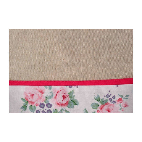 FABRIC CLOUDS Beige ROMANTIC ROSES square centerpiece with flowers 90x90 cm
