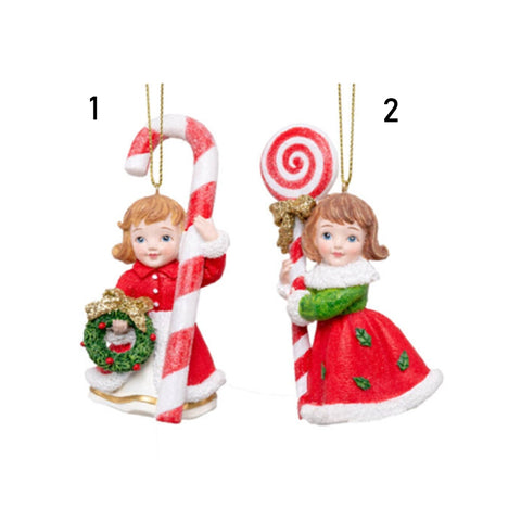 Décorations de Noël VETUR Girls avec des cannes de bonbon pour sapin de Noël 2 variantes 10cm
