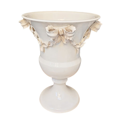 AD REM Vase artisanal pour plantes ou fleurs en céramique ivoire