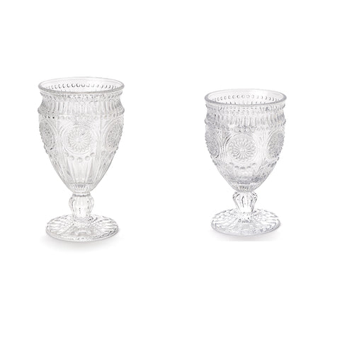 NUVOLE DI STOFFA Set 6 Bicchieri calice acqua classico con ornamenti in vetro Chloe 2 varianti