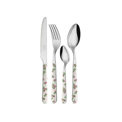 NEVA CUTLERY 24-piece steel cutlery set with pink flowers BD14015_24
