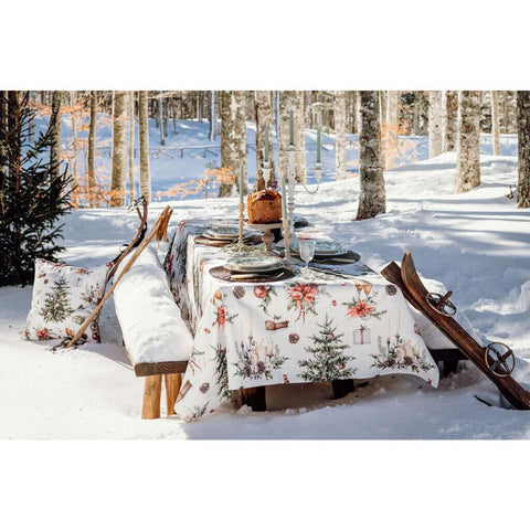 Blanc Mariclò Vassoio da portata natalizio in ceramica "WINTER WONDERLAND"
