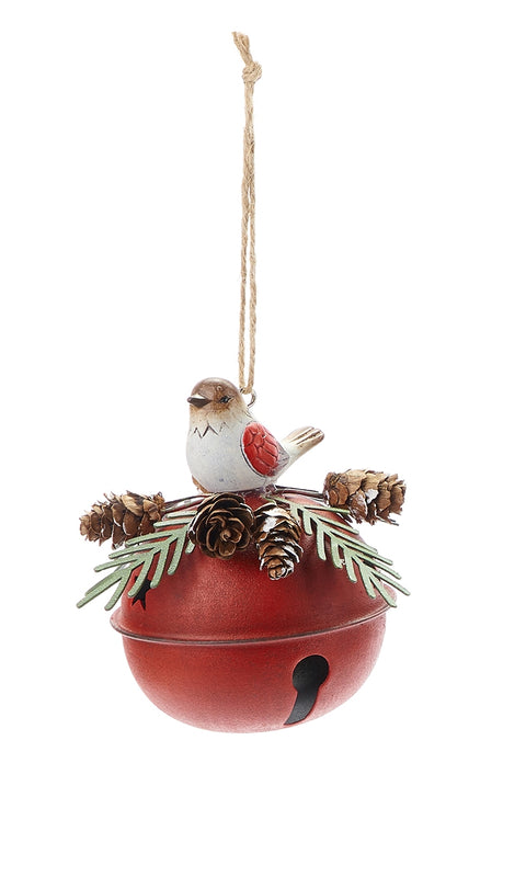 FABRIC CLOUDS Christmas decoration jingle bells with bird Ø10cm