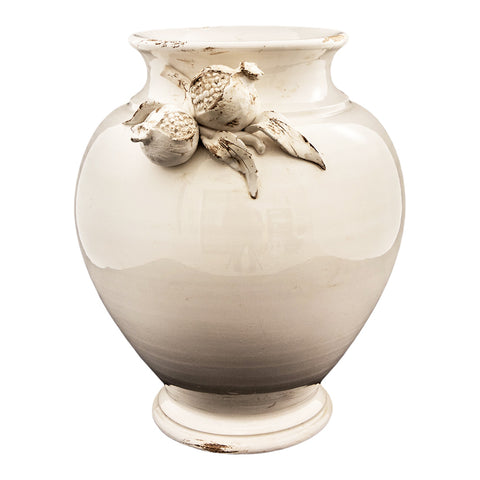 VIRGINIA CASA Indoor vase with pomegranate in antique effect ceramic, made in Italy, classic vintage H36