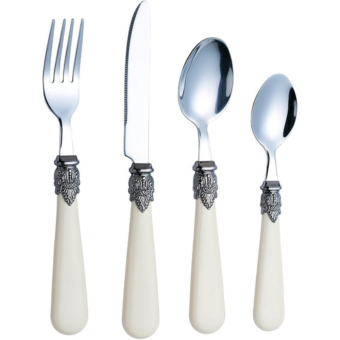 CUDDLES AT HOME JIL 24-piece cutlery set for 6 people in ivory stainless steel