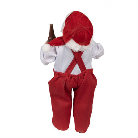 Clayre &amp; Eef Père Noël avec vin et gobelet en tissu rouge 16x8xh28cm
