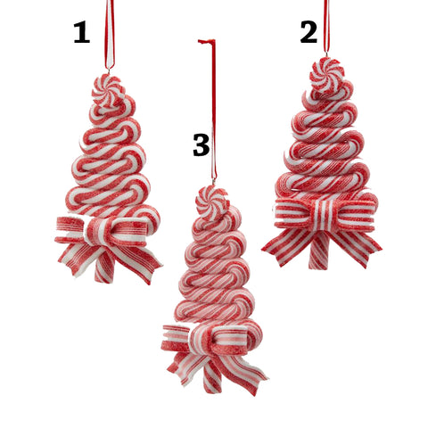 EDG Pine candy bell Christmas decoration in paste 3 variants red and white H 13 cm