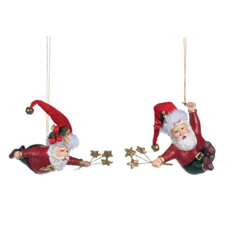 GOODWILL Décoration de Noël Père Noël pour sapin en résine rouge 2 variantes 13 cm