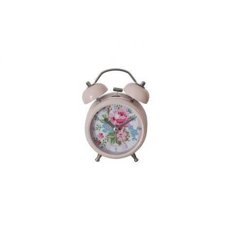 ISABELLE ROSE Retro alarm clock MARIE pink metal with flowers Ø9 H13 cm IRCL7