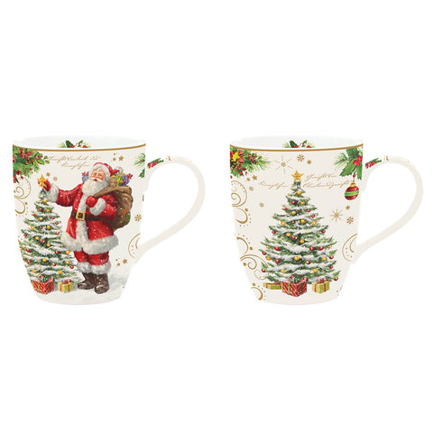 EASY LIFE Set 2 mugs de Noël Père Noël "MAGIC CHRISTMAS" en porcelaine 350 ml