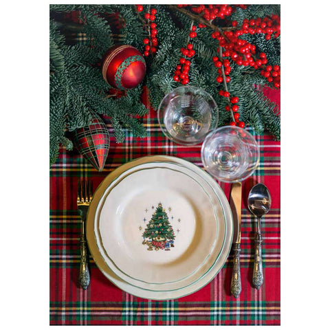 Blanc Mariclò Servizio piatti sei posti bianco natalizio con albero in ceramica
