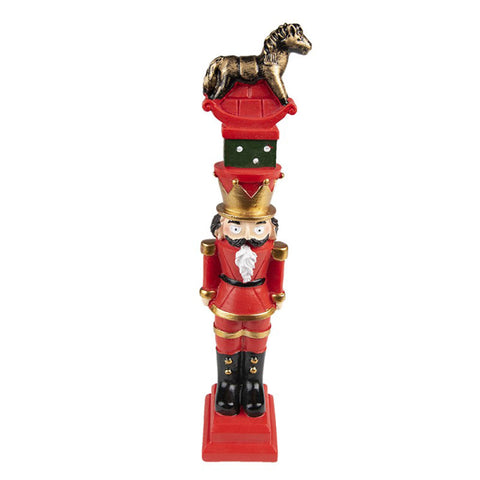 Clayre &amp; Eef Red polyresin nutcracker Christmas decoration 8x7x33 cm