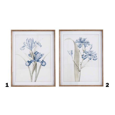 BLANC MARICLO' Picture with blue floral painted frame 2 variants 55x4x70 cm