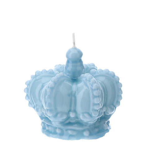 HERVIT Crown candle small decorative light blue lacquered candle Ø6,5 cm