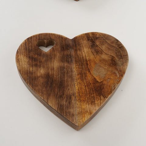 Boltze Tagliere da cucina a forma di cuore in legno di mango naturale "Algund" Stile Country - Scandinavo 2 varianti