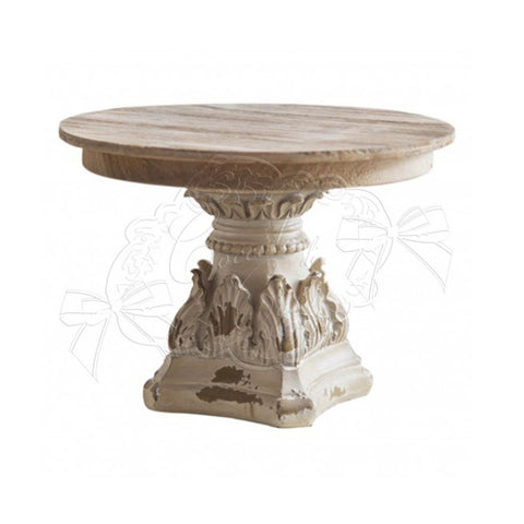 COCCOLE DI CASA Kitchen stand Cream-colored wooden capital with ornaments and natural top, Shabby Chic vintage antiqued effect 27x27x19 cm