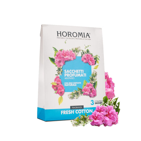HOROMIA Set of 3 natural rice scented bags FRESH COTTON multipurpose perfumers