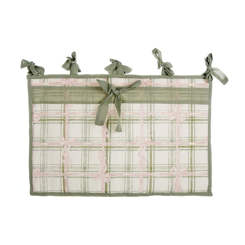 BLANC MARICLO' Oven cover VICHY &amp; BOW green and pink cotton 36x58 cm