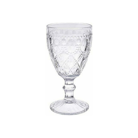 INART Set of 6 wine glasses worked transparent glass Ø8,5 H17 cm