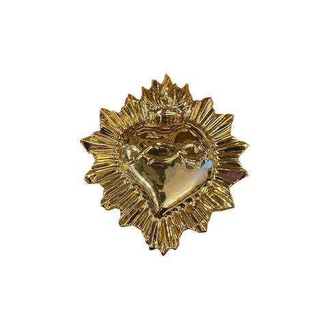 VIRGINIA CASA Sacred heart decoration to hang EXVOTO shiny gold ceramic 22x19cm
