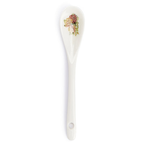FABRIC CLOUDS Porcelain spoon EMILY white with red flower 13cm