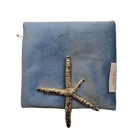 Lena's flowers Light blue velvet clutch bag with star made in Italy 20x10 cm