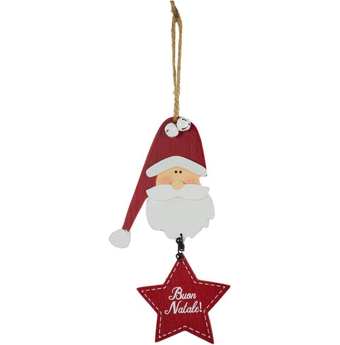 LORENZONGIFT Santa Claus with star MDF Christmas decoration to hang