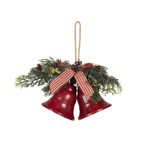 CLAYRE E EEF Décoration de Noël en métal rouge sonnettes de porte 17x9x12cm