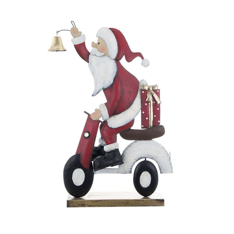 Blanc Mariclò Grand Père Noël sur Vespa en métal 36x12xh60 cm