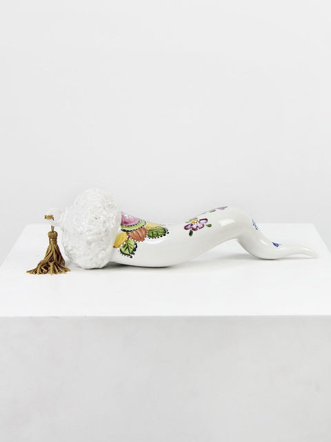 SBORDONE Corne porte-bonheur en porcelaine blanche avec fleurs H25 cm CR51/2