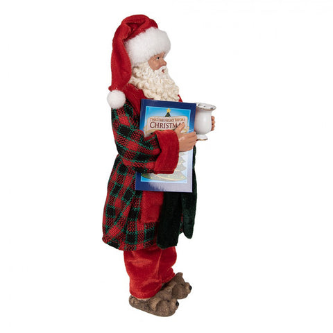 Clayre &amp; Eef Figurine de Noël Père Noël en pyjama 16x8xh28cm