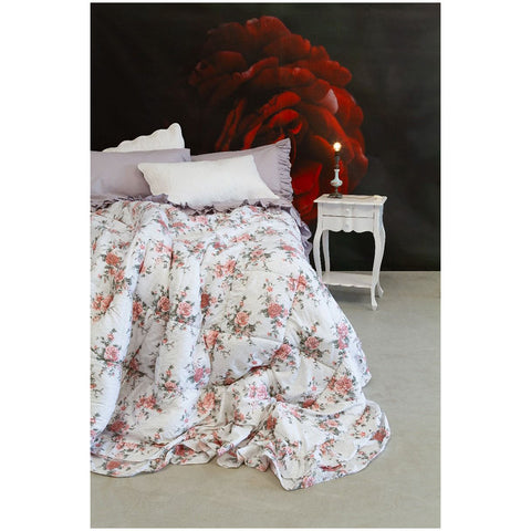 L'Atelier 17 Quilt simple avec roses et volant Shabby "Jolie"